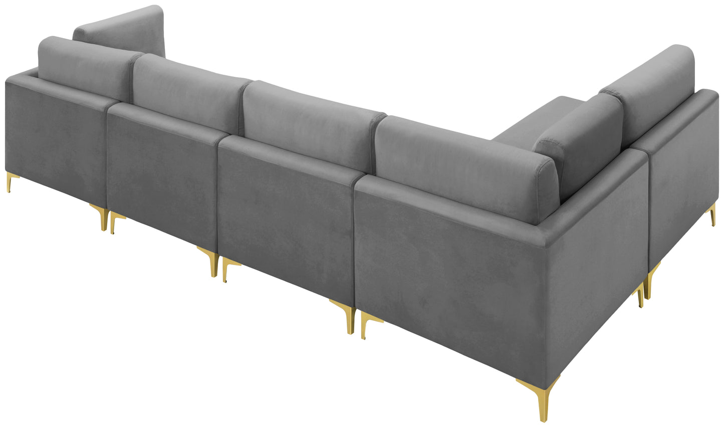 alina grey velvet modular sectional (5 boxes) sec5d