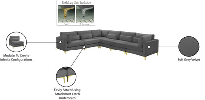 Alina Grey Velvet Modular Sectional (6 Boxes) Sec6A