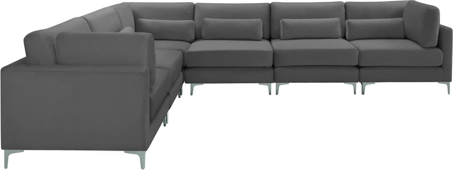 alina grey velvet modular sectional (6 boxes) sec6a