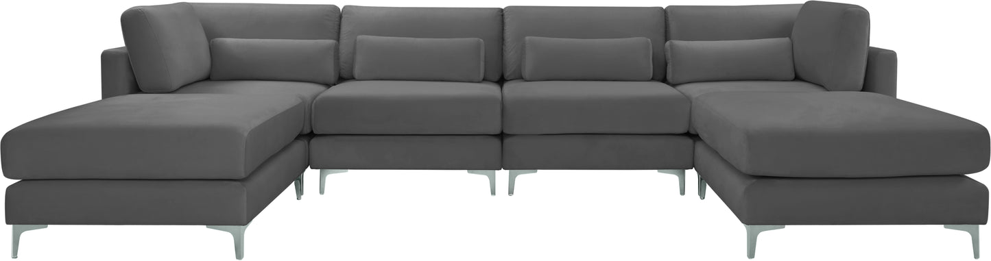 alina grey velvet modular sectional (6 boxes) sec6b