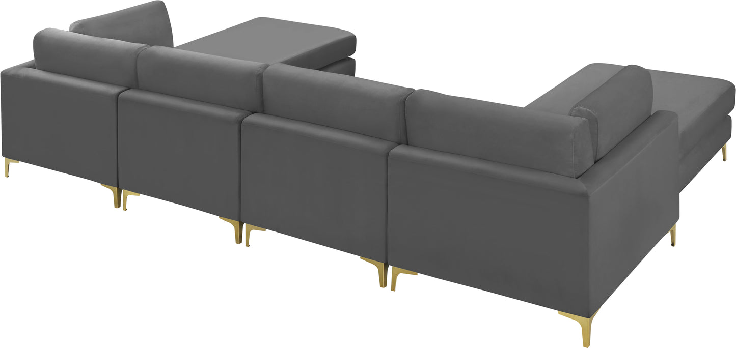 alina grey velvet modular sectional (6 boxes) sec6b