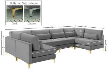 Alina Grey Velvet Modular Sectional (6 Boxes) Sec6C