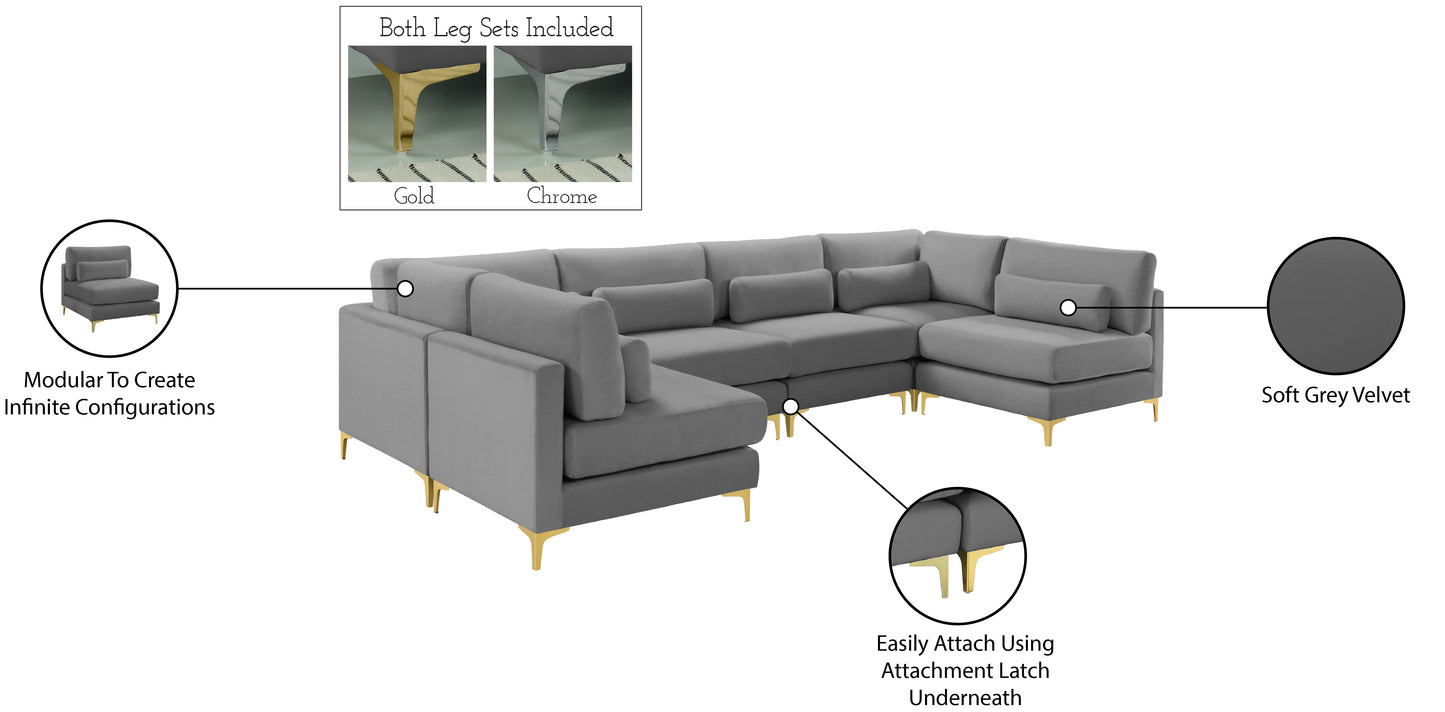 alina grey velvet modular sectional (6 boxes) sec6c