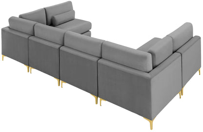 Alina Grey Velvet Modular Sectional (6 Boxes) Sec6C