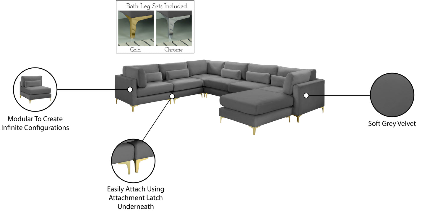 alina grey velvet modular sectional (7 boxes) sec7a