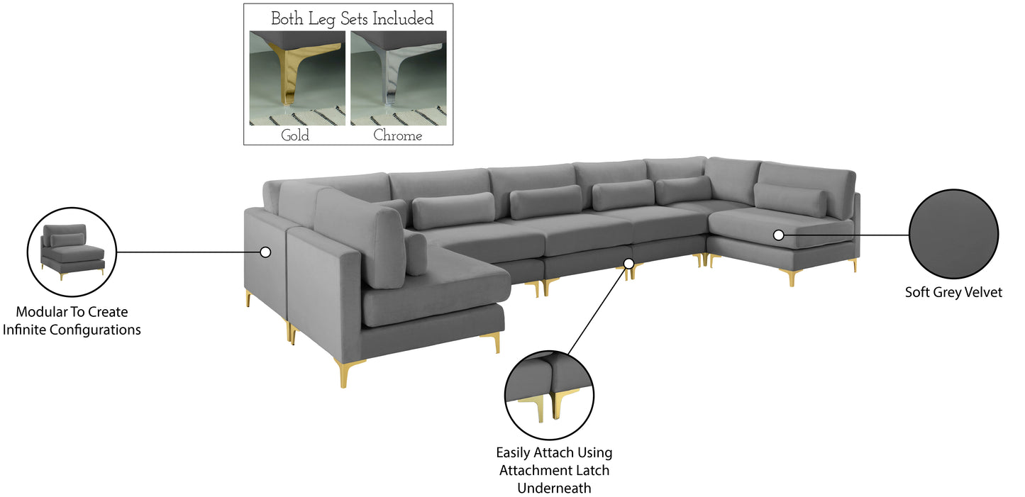 alina grey velvet modular sectional (7 boxes) sec7b