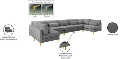 Alina Grey Velvet Modular Sectional (7 Boxes) Sec7B