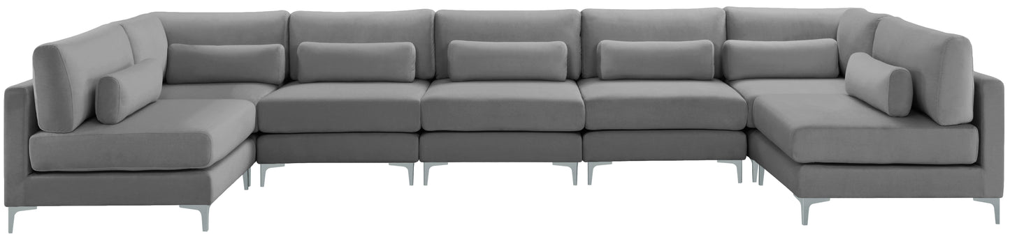 alina grey velvet modular sectional (7 boxes) sec7b