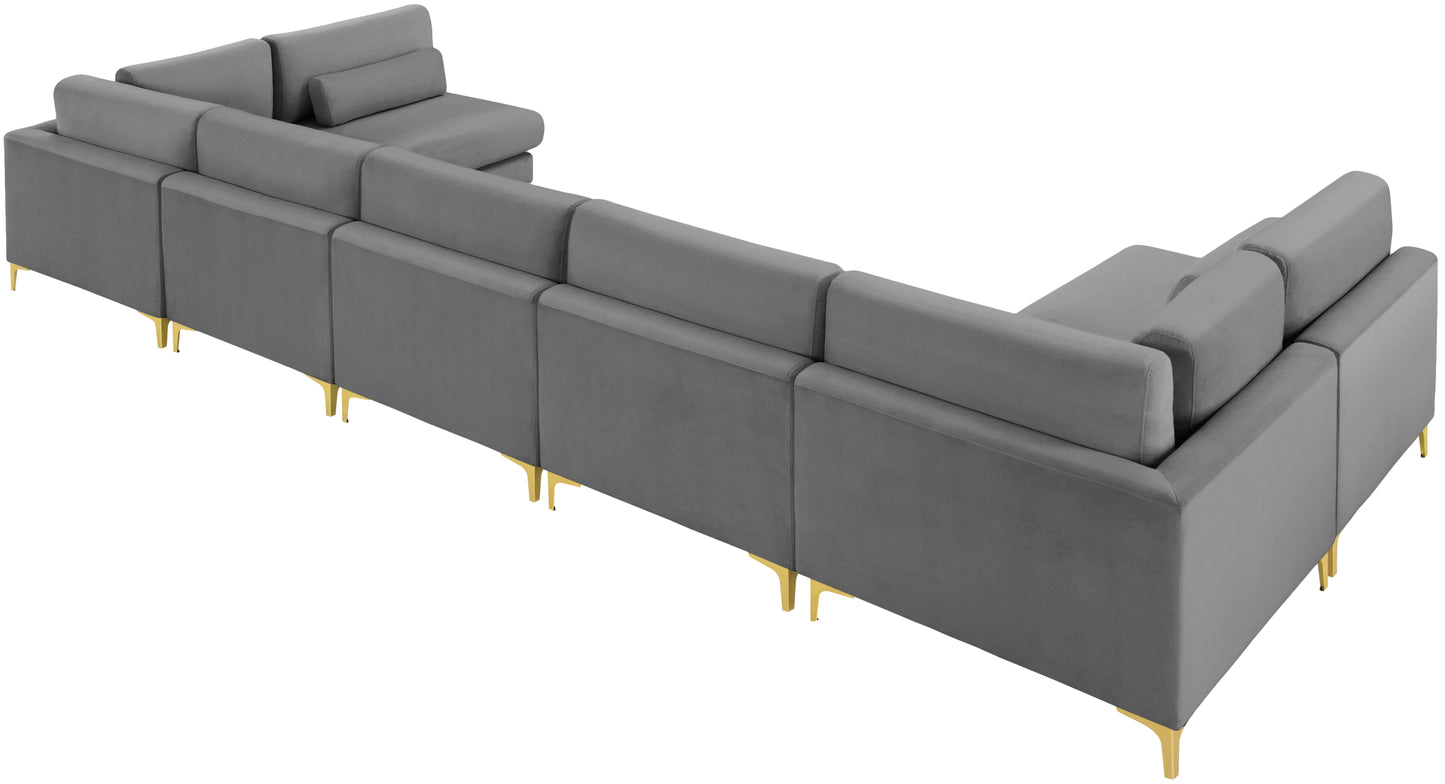 alina grey velvet modular sectional (7 boxes) sec7b