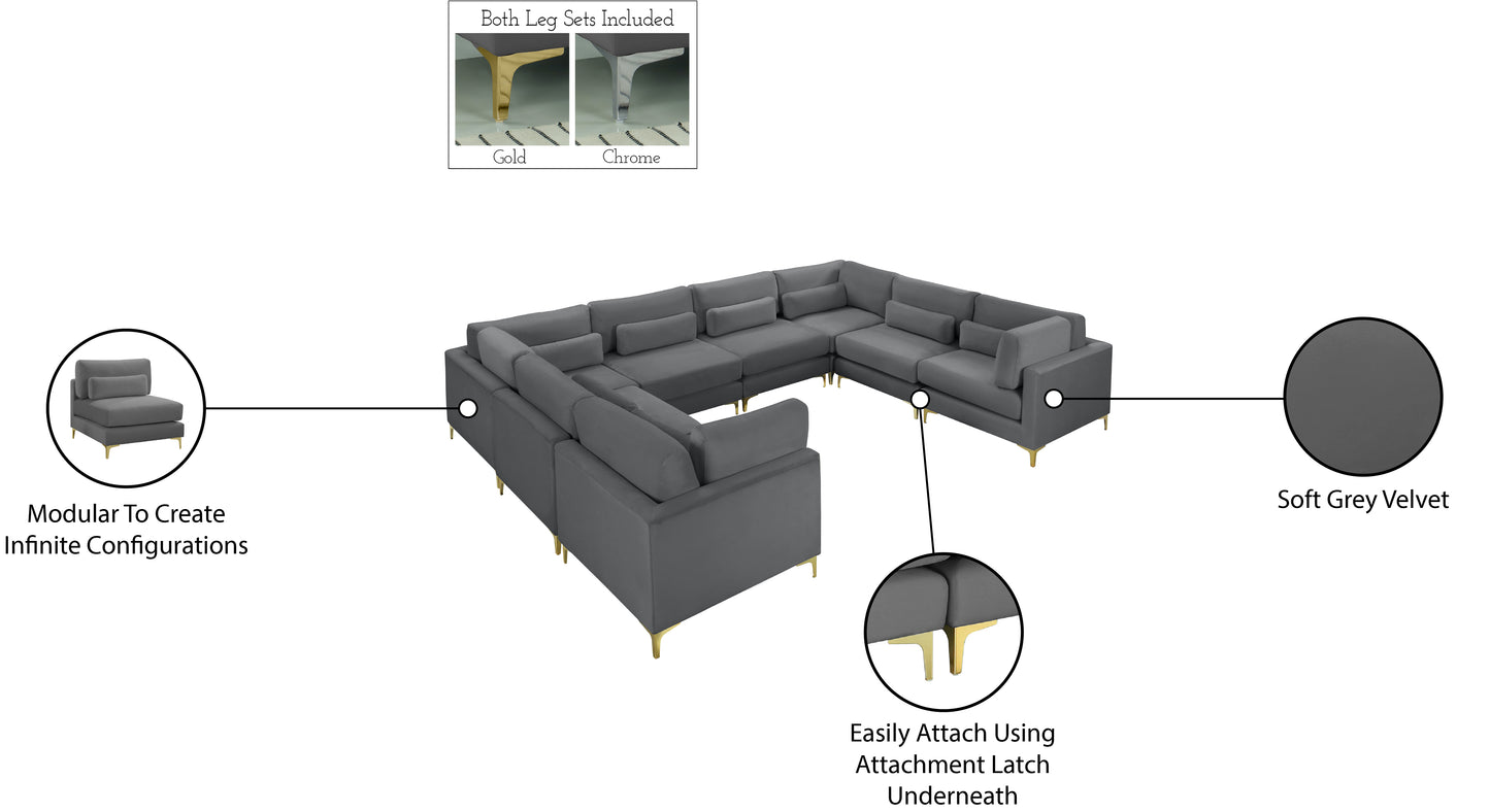 alina grey velvet modular sectional (8 boxes) sec8a