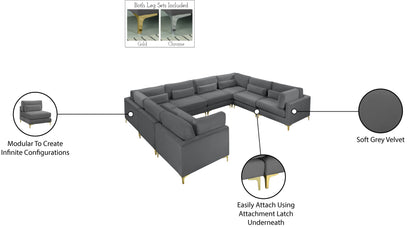 Alina Grey Velvet Modular Sectional (8 Boxes) Sec8A