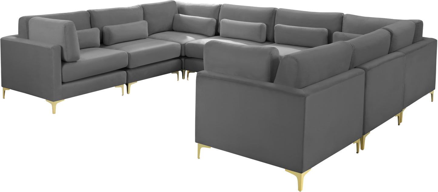 alina grey velvet modular sectional (8 boxes) sec8a