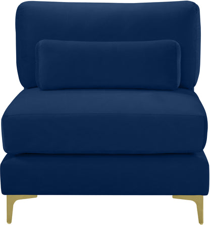 Alina Navy Velvet Modular Armless Chair Armless