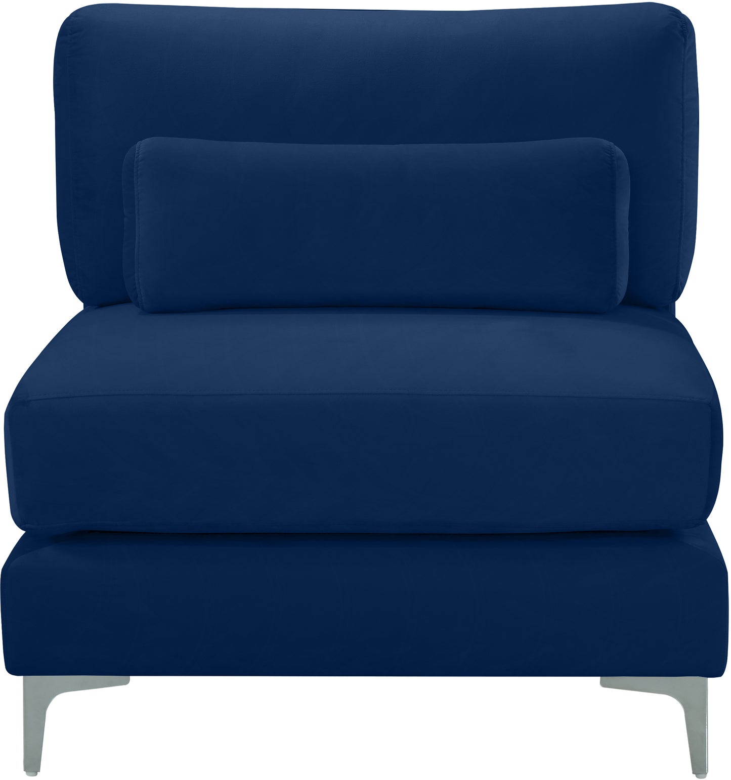 alina navy velvet modular armless chair armless