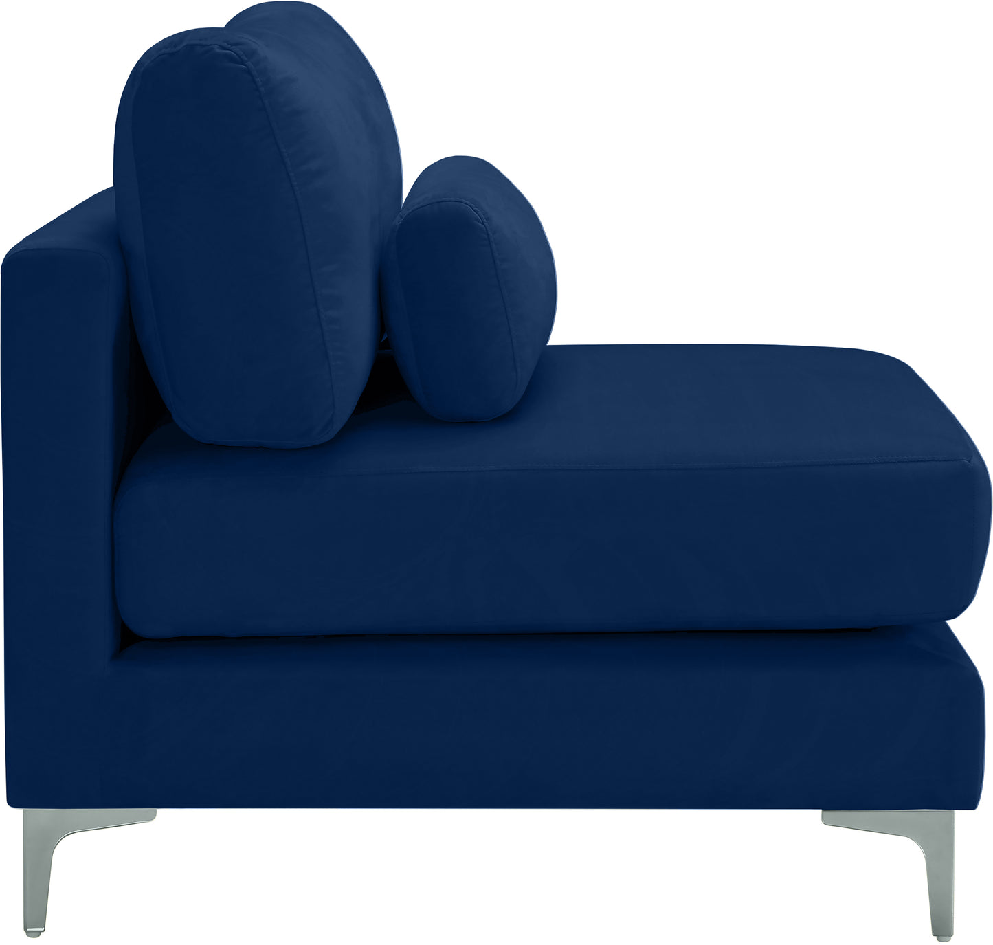 alina navy velvet modular armless chair armless