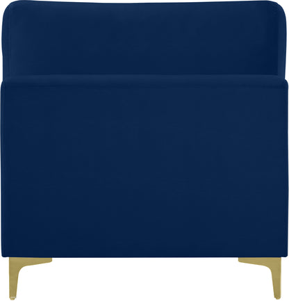 Alina Navy Velvet Modular Armless Chair Armless