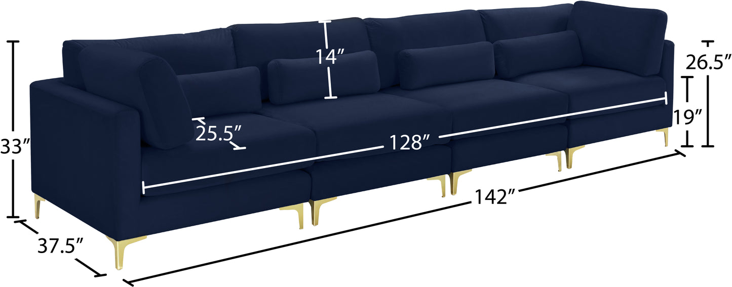 alina navy velvet modular sofa (4 boxes) s142