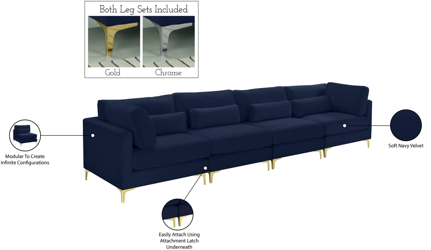 alina navy velvet modular sofa (4 boxes) s142