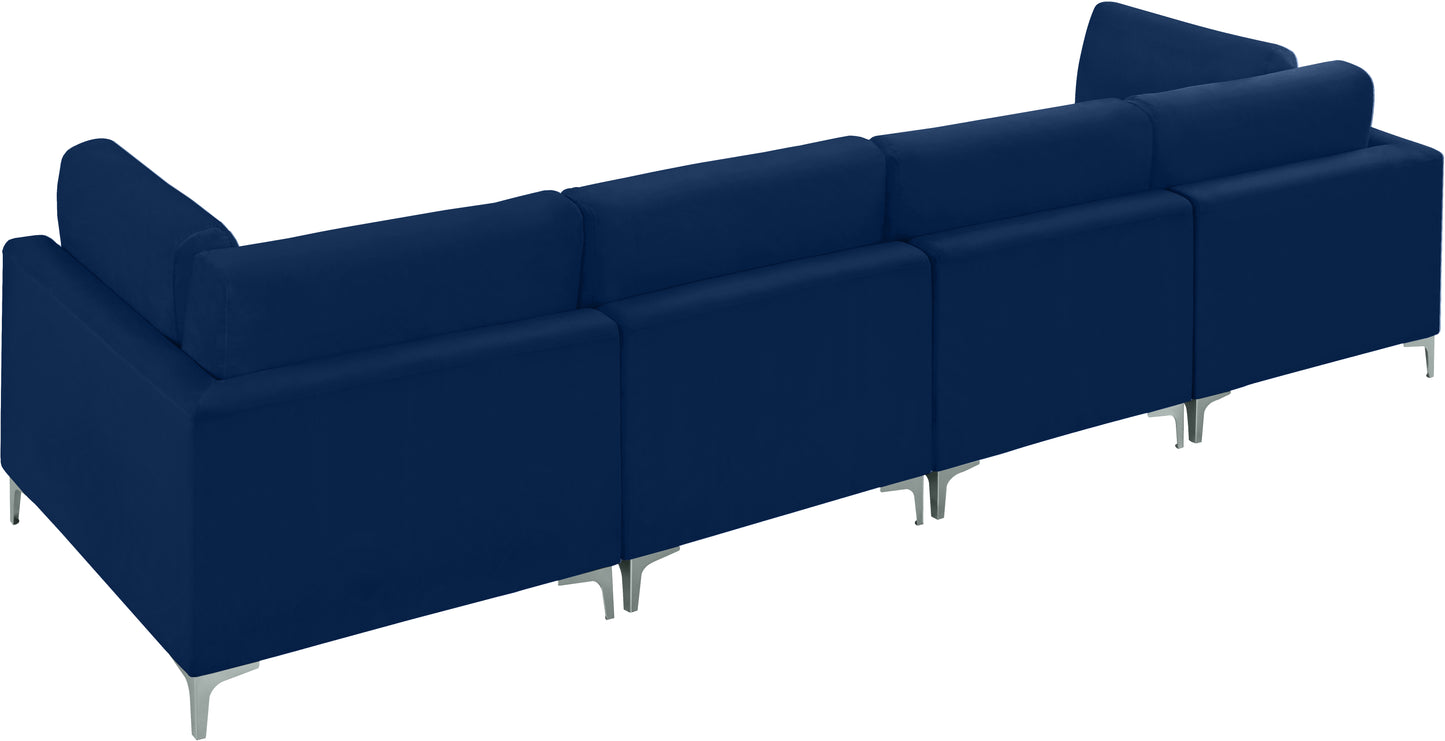 alina navy velvet modular sofa (4 boxes) s142