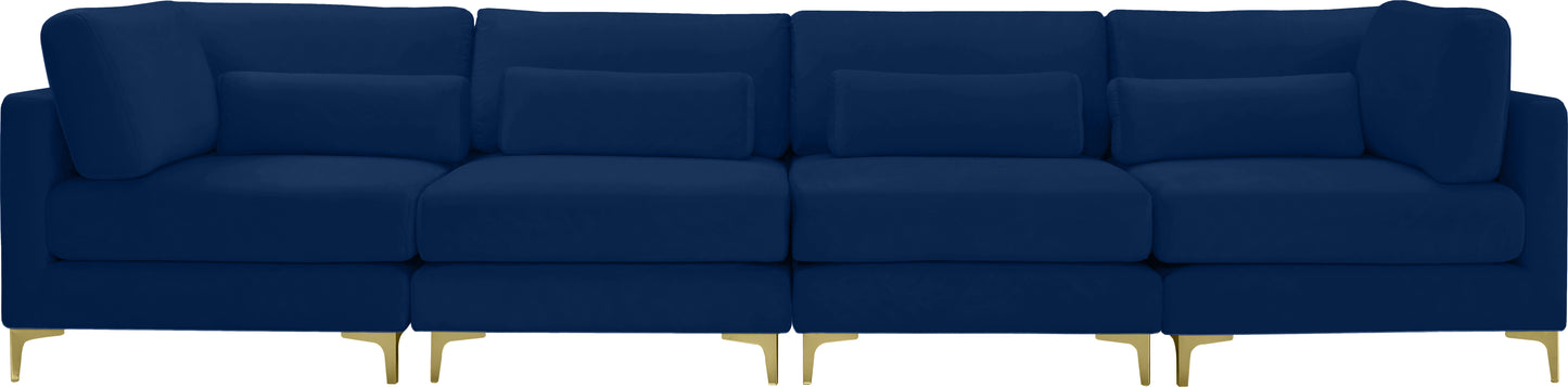 alina navy velvet modular sofa (4 boxes) s142