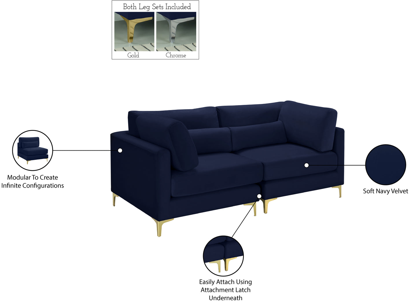 alina navy velvet modular sofa s75