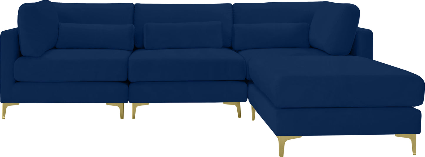 alina navy velvet modular sectional (4 boxes) sec4a