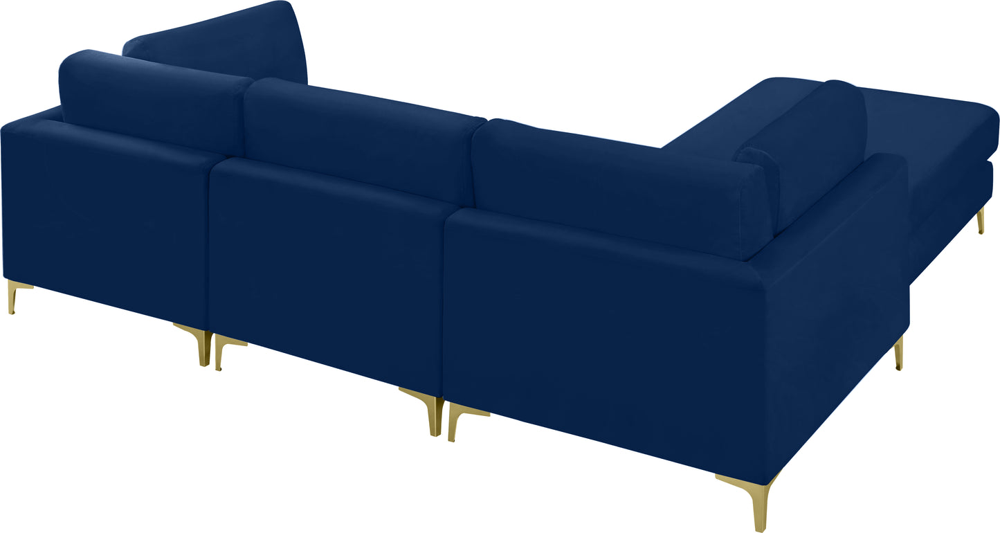 alina navy velvet modular sectional (4 boxes) sec4a