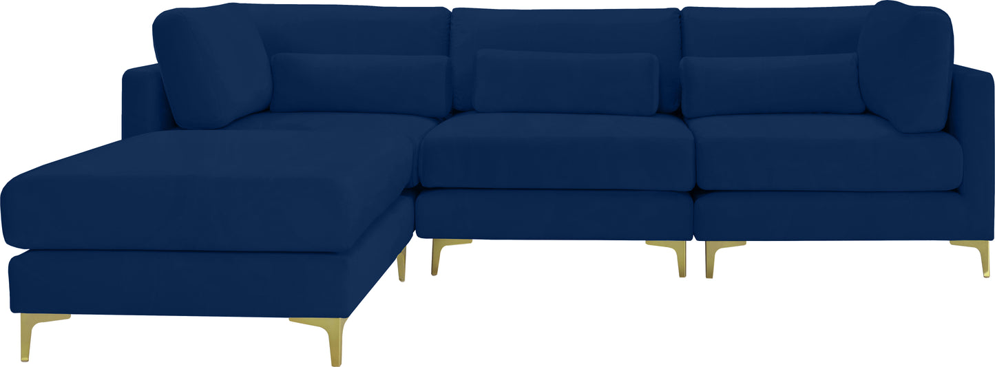 alina navy velvet modular sectional (4 boxes) sec4a