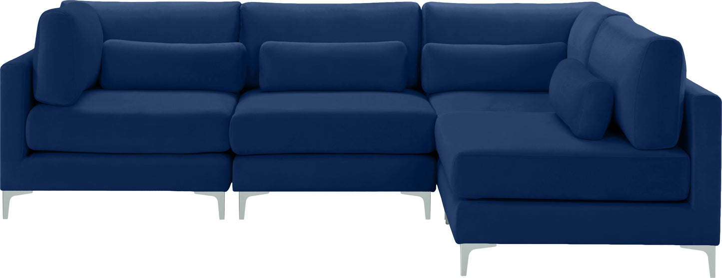 alina navy velvet modular sectional (4 boxes) sec4b