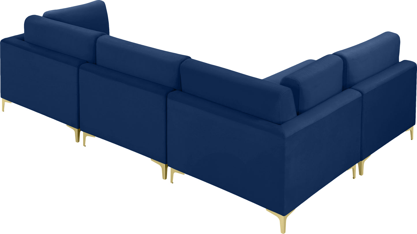 alina navy velvet modular sectional (4 boxes) sec4b