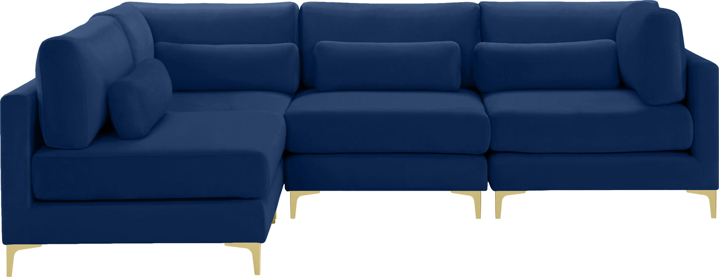 alina navy velvet modular sectional (4 boxes) sec4b