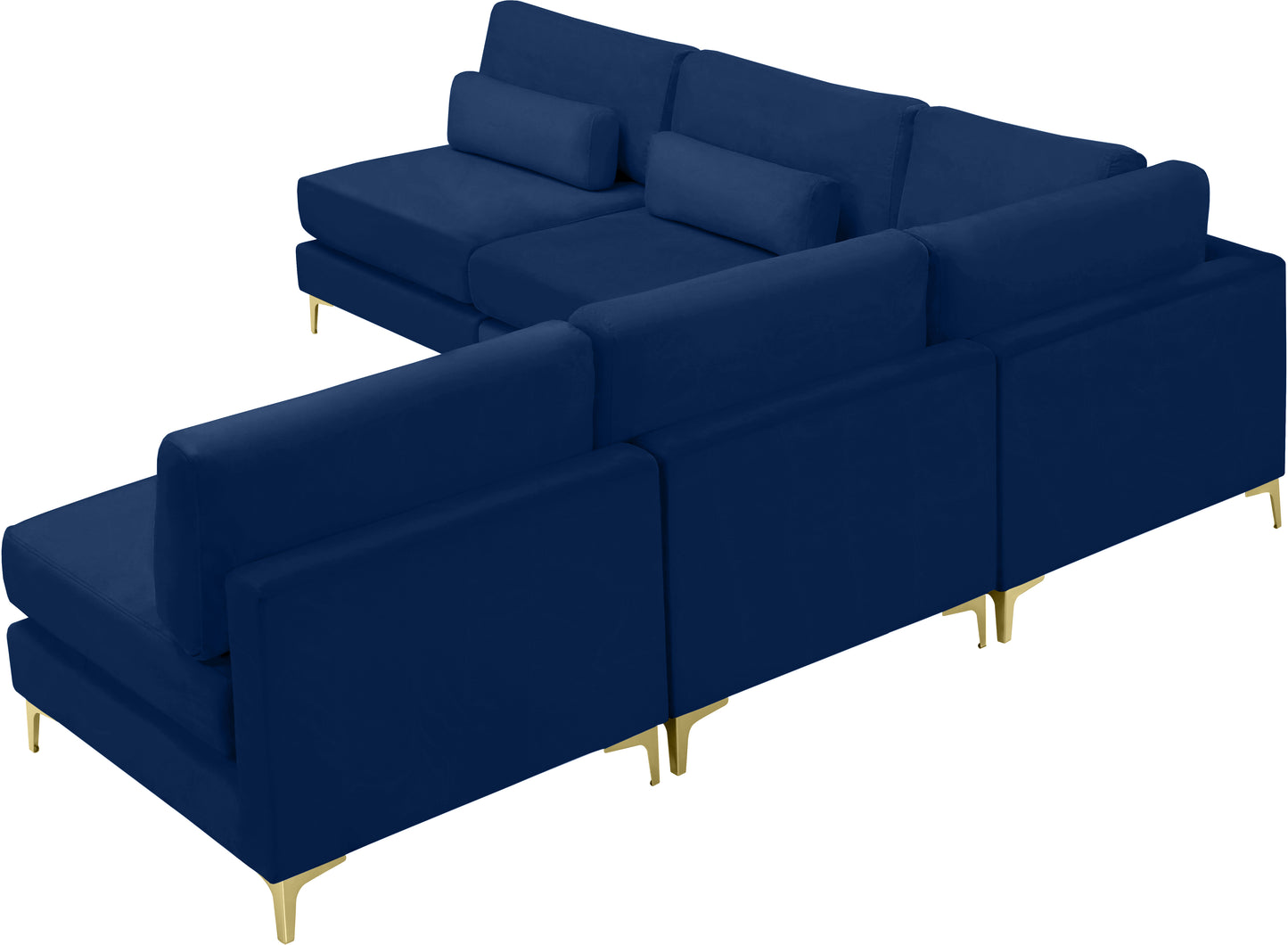 alina navy velvet modular sectional (5 boxes) sec5b