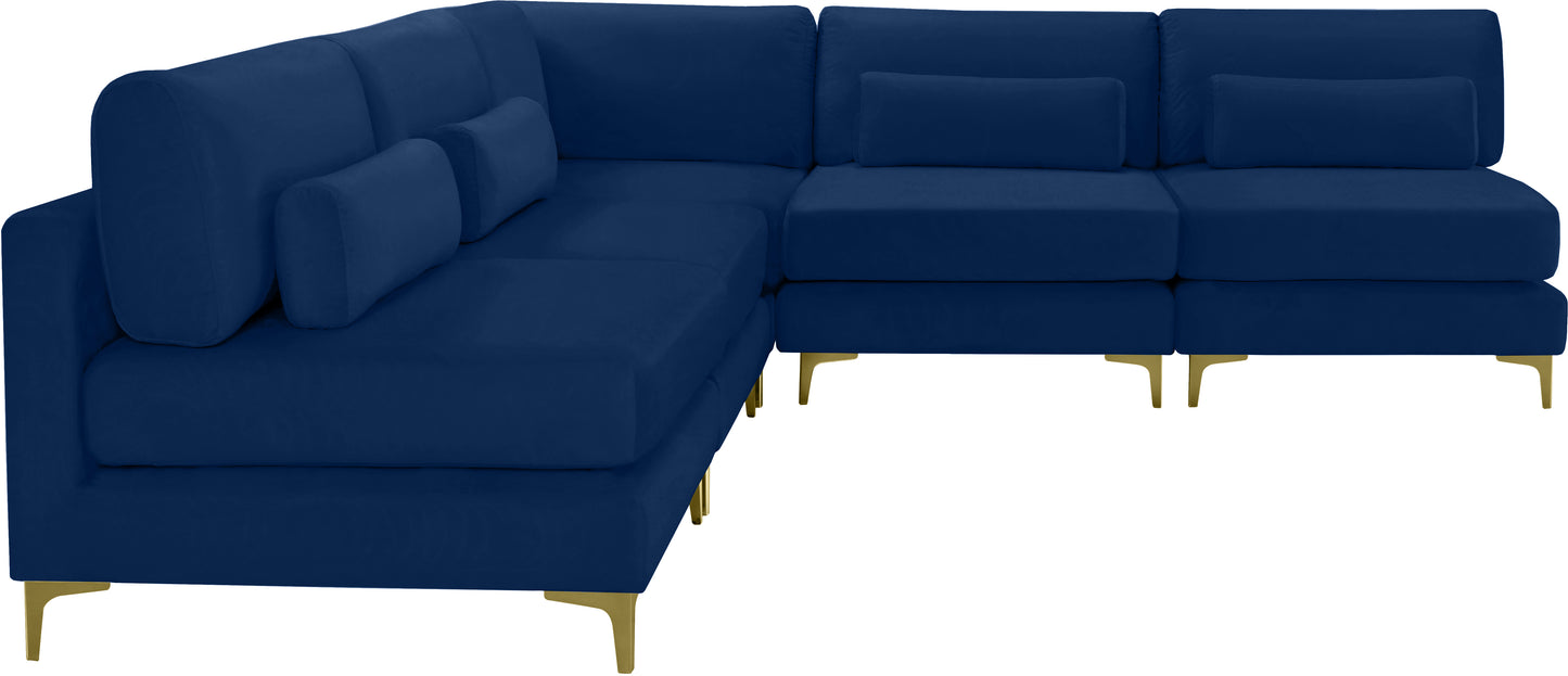 alina navy velvet modular sectional (5 boxes) sec5b