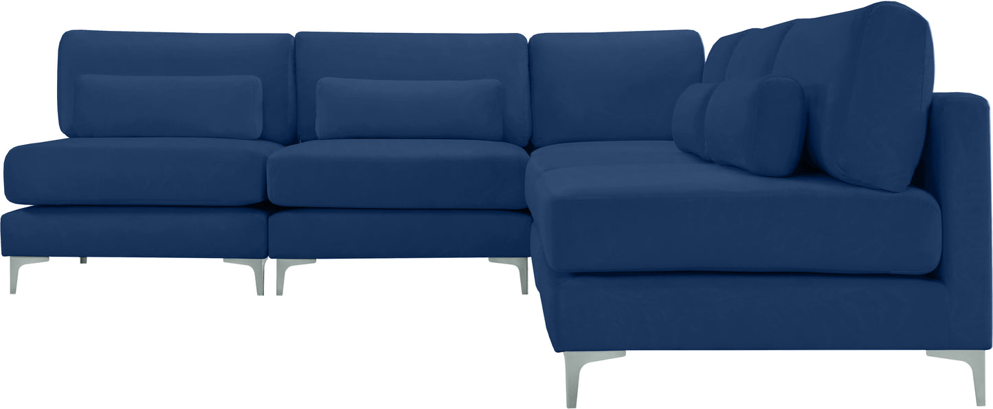 alina navy velvet modular sectional (5 boxes) sec5b