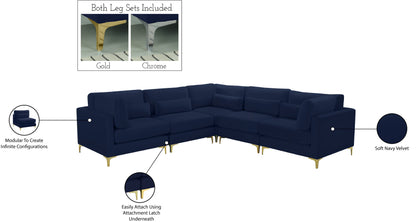 Alina Navy Velvet Modular Sectional (5 Boxes) Sec5C