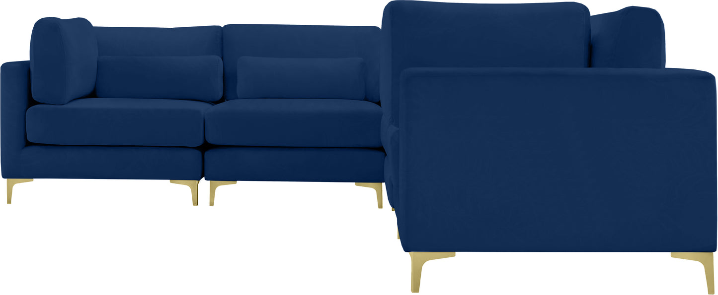 alina navy velvet modular sectional (5 boxes) sec5c