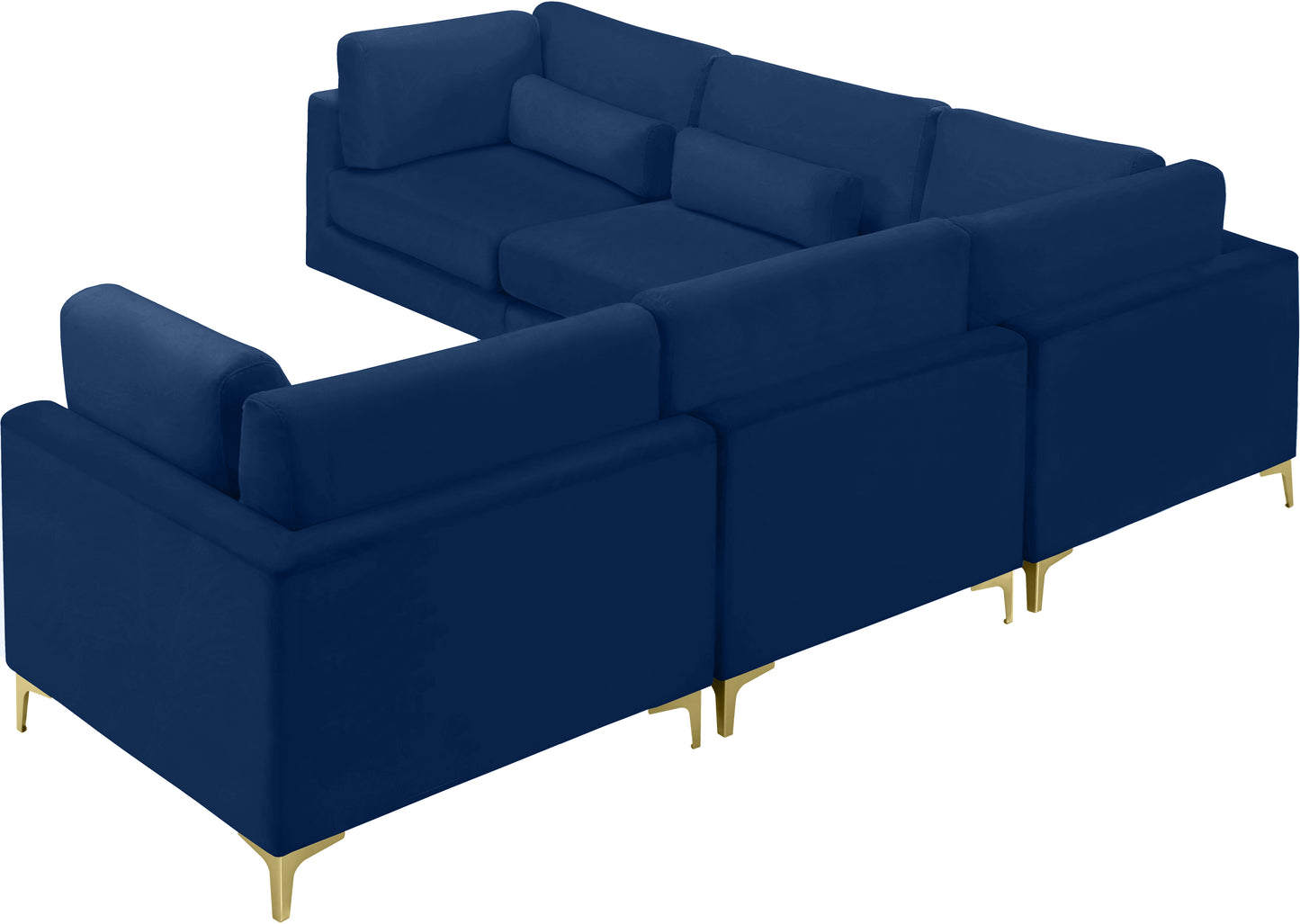 alina navy velvet modular sectional (5 boxes) sec5c