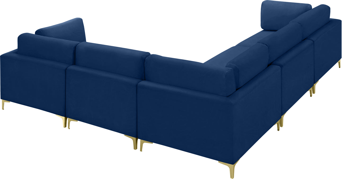 alina navy velvet modular sectional (5 boxes) sec5c