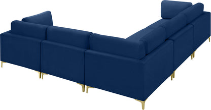 Alina Navy Velvet Modular Sectional (5 Boxes) Sec5C