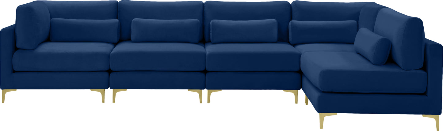 alina navy velvet modular sectional (5 boxes) sec5d