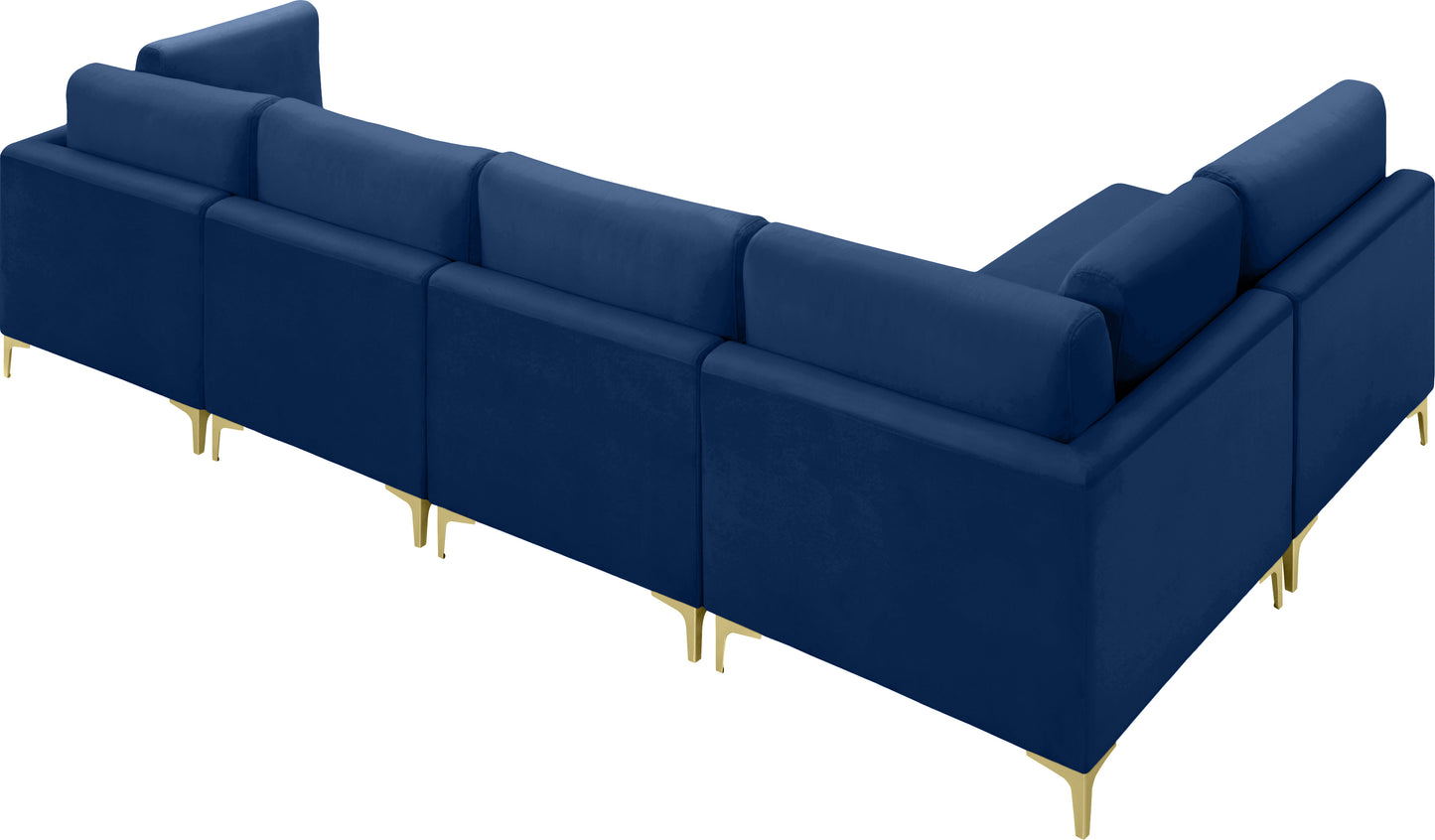 alina navy velvet modular sectional (5 boxes) sec5d