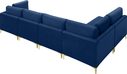 Alina Navy Velvet Modular Sectional (5 Boxes) Sec5D