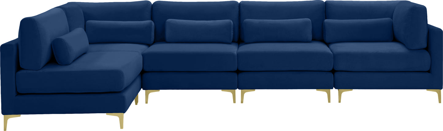 alina navy velvet modular sectional (5 boxes) sec5d