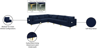 Alina Navy Velvet Modular Sectional (6 Boxes) Sec6A