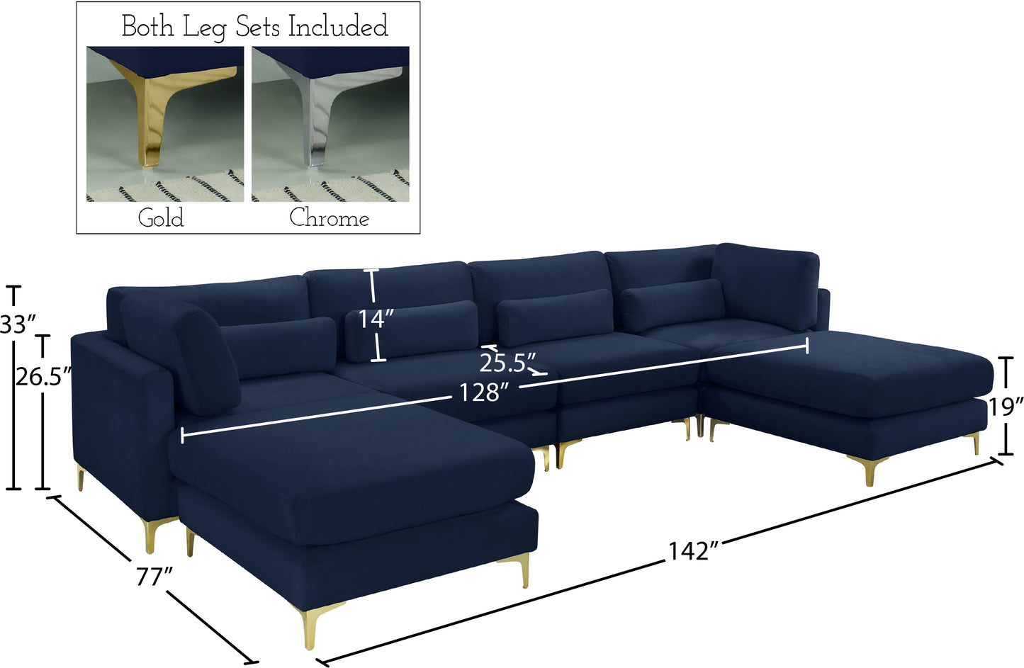 alina navy velvet modular sectional (6 boxes) sec6b