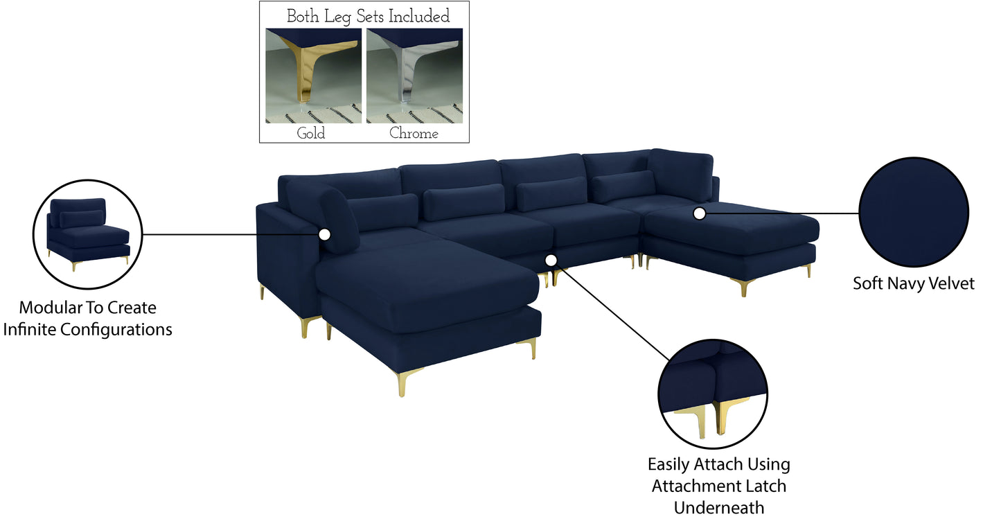 alina navy velvet modular sectional (6 boxes) sec6b