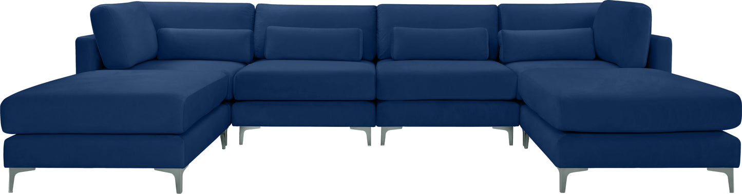 alina navy velvet modular sectional (6 boxes) sec6b