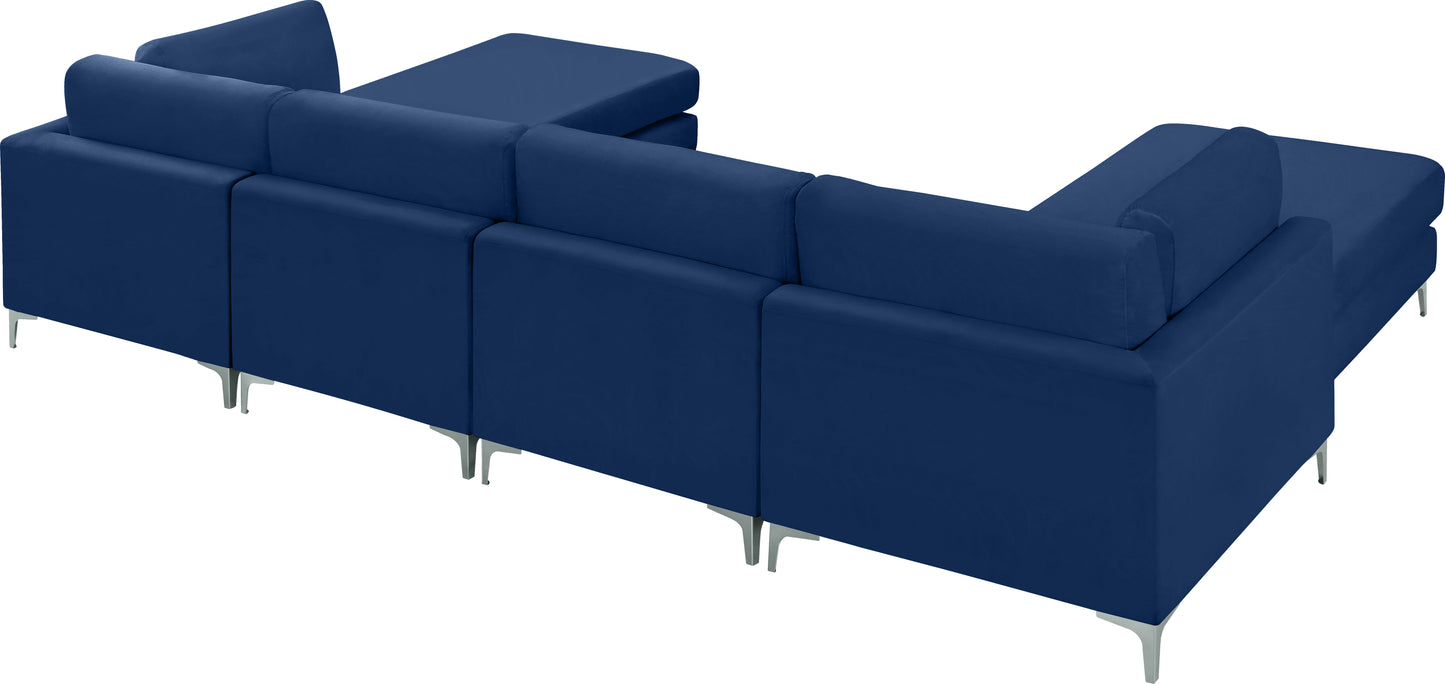 alina navy velvet modular sectional (6 boxes) sec6b