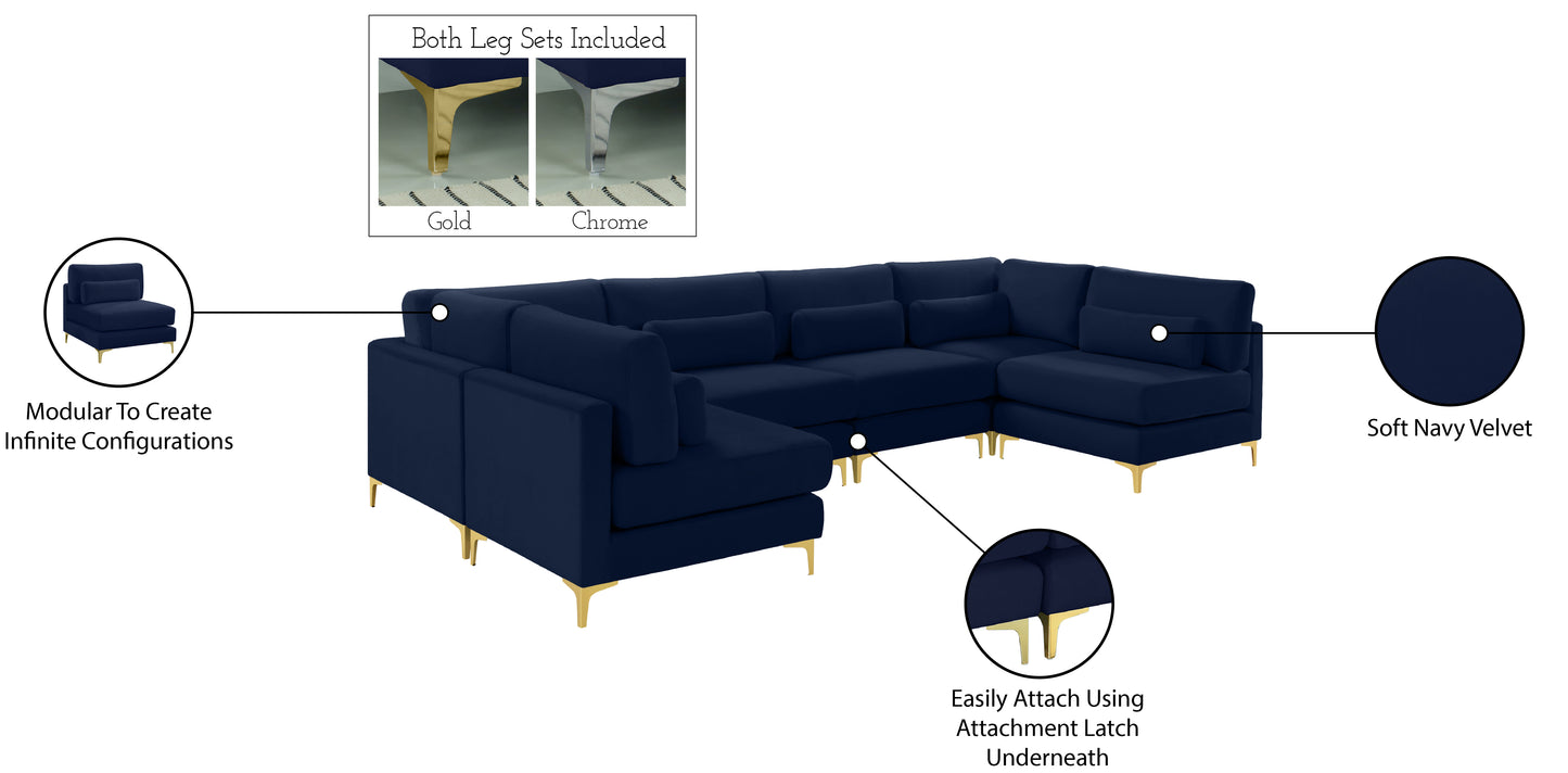 alina navy velvet modular sectional (6 boxes) sec6c