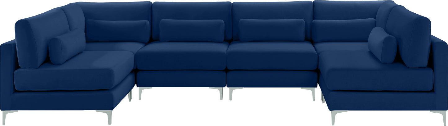 alina navy velvet modular sectional (6 boxes) sec6c